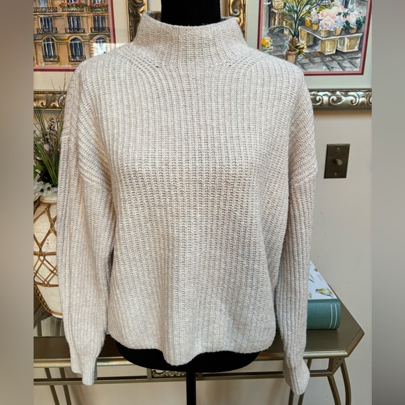 Old Navy Sweaters - Old Navy Natural Cream SoSoft Rib Knit Cotton Blend Mock Neck Sweater Size M